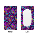 Purple Bohemian Peacock Feather Print Changing Pad Cover