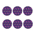 Purple Bohemian Peacock Feather Print Coaster Set