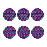 Purple Bohemian Peacock Feather Print Coaster Set
