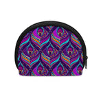 Purple Bohemian Peacock Feather Print Coin Purse