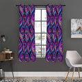 Purple Bohemian Peacock Feather Print Grommet Curtain Panels