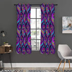 Purple Bohemian Peacock Feather Print Curtain