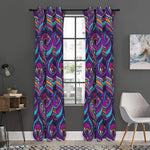 Purple Bohemian Peacock Feather Print Curtain