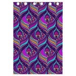 Purple Bohemian Peacock Feather Print Curtain