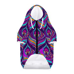 Purple Bohemian Peacock Feather Print Dog Zip Up Hoodie