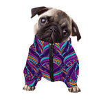Purple Bohemian Peacock Feather Print Dog Zip Up Jacket