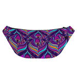 Purple Bohemian Peacock Feather Print Fanny Pack