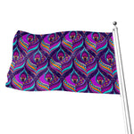 Purple Bohemian Peacock Feather Print Flag