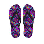 Purple Bohemian Peacock Feather Print Flip Flops