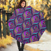 Purple Bohemian Peacock Feather Print Foldable Umbrella