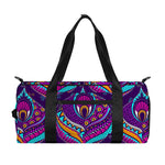 Purple Bohemian Peacock Feather Print Gym Bag
