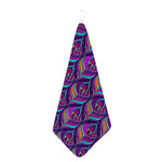 Purple Bohemian Peacock Feather Print Hand Towel