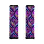 Purple Bohemian Peacock Feather Print Handle Covers