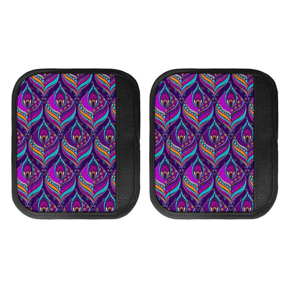 Purple Bohemian Peacock Feather Print Handle Covers