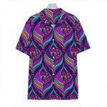 Purple Bohemian Peacock Feather Print Hawaiian Shirt