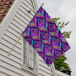 Purple Bohemian Peacock Feather Print House Flag