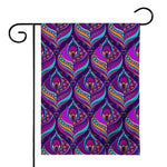 Purple Bohemian Peacock Feather Print House Flag