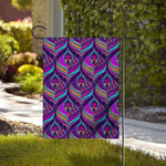 Purple Bohemian Peacock Feather Print House Flag