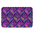 Purple Bohemian Peacock Feather Print Indoor Door Mat