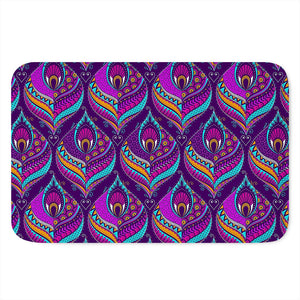 Purple Bohemian Peacock Feather Print Indoor Door Mat