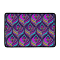 Purple Bohemian Peacock Feather Print Kitchen Mat