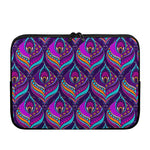 Purple Bohemian Peacock Feather Print Laptop Sleeve