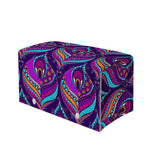 Purple Bohemian Peacock Feather Print Leather Tissue Box Cover