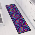 Purple Bohemian Peacock Feather Print Long Kitchen Mat