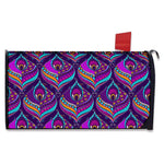 Purple Bohemian Peacock Feather Print Mailbox Cover