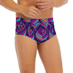 Purple Bohemian Peacock Feather Print Men's Briefs