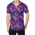 Purple Bohemian Peacock Feather Print Men's Shirt