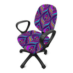Purple Bohemian Peacock Feather Print Office Chair Cover