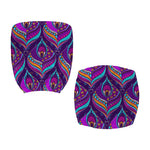 Purple Bohemian Peacock Feather Print Office Chair Cover
