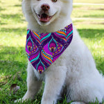 Purple Bohemian Peacock Feather Print Over The Collar Dog Bandana