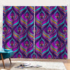 Purple Bohemian Peacock Feather Print Pencil Pleat Curtains