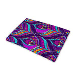 Purple Bohemian Peacock Feather Print Pet Cooling Mat Cover