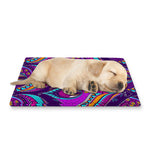 Purple Bohemian Peacock Feather Print Pet Cooling Mat Cover