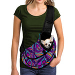 Purple Bohemian Peacock Feather Print Pet Sling Carrier