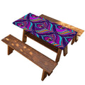 Purple Bohemian Peacock Feather Print Picnic Table Cover