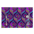 Purple Bohemian Peacock Feather Print Placemat