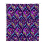 Purple Bohemian Peacock Feather Print Polyester Shower Curtain