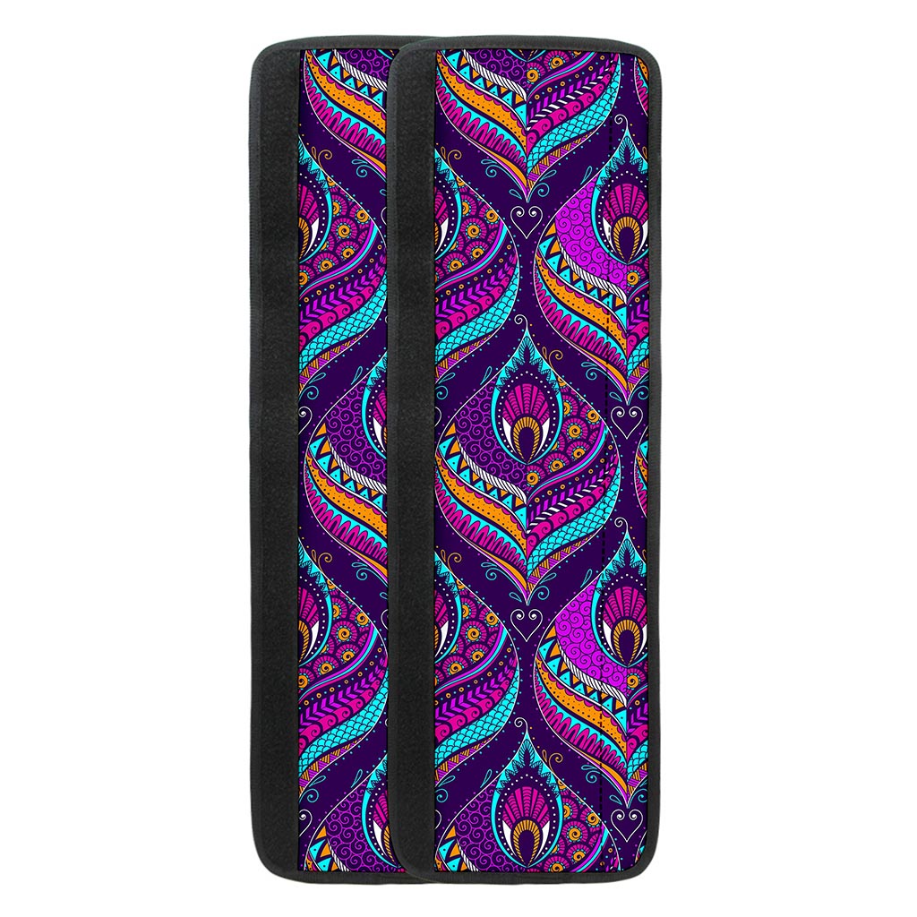 Purple Bohemian Peacock Feather Print Refrigerator Handle Covers