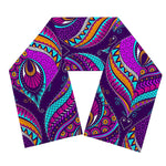 Purple Bohemian Peacock Feather Print Scarf
