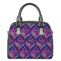 Purple Bohemian Peacock Feather Print Shoulder Handbag