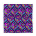 Purple Bohemian Peacock Feather Print Silk Bandana