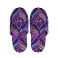 Purple Bohemian Peacock Feather Print Slippers
