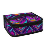 Purple Bohemian Peacock Feather Print Small Lunch Bag