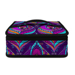 Purple Bohemian Peacock Feather Print Small Lunch Bag