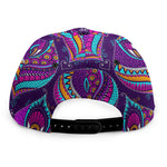 Purple Bohemian Peacock Feather Print Snapback Cap