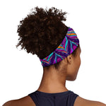 Purple Bohemian Peacock Feather Print Sports Headband